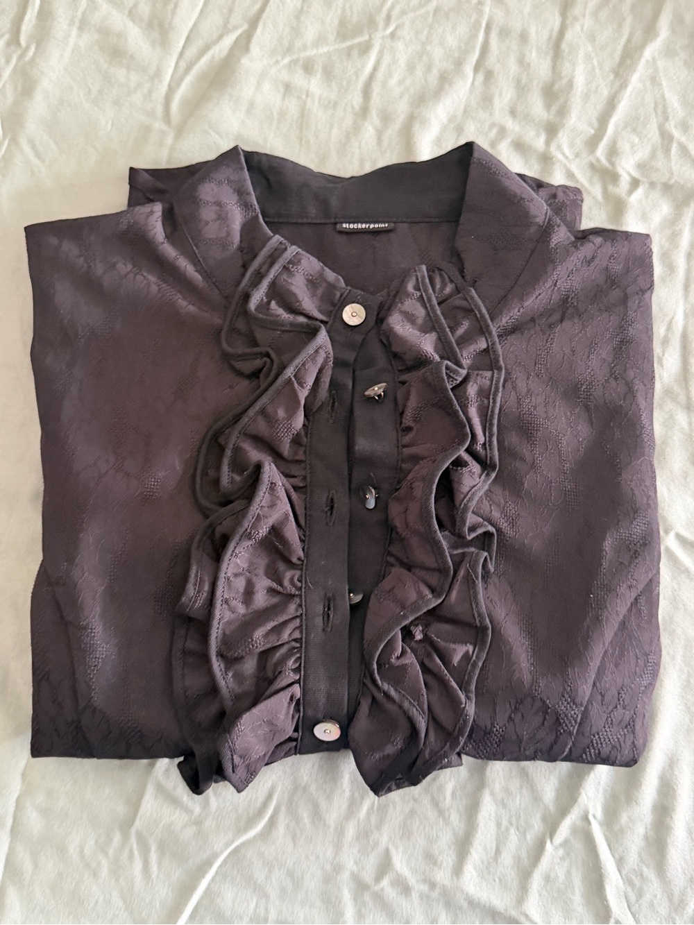 Ruffled Button-Down Shirt - Black
